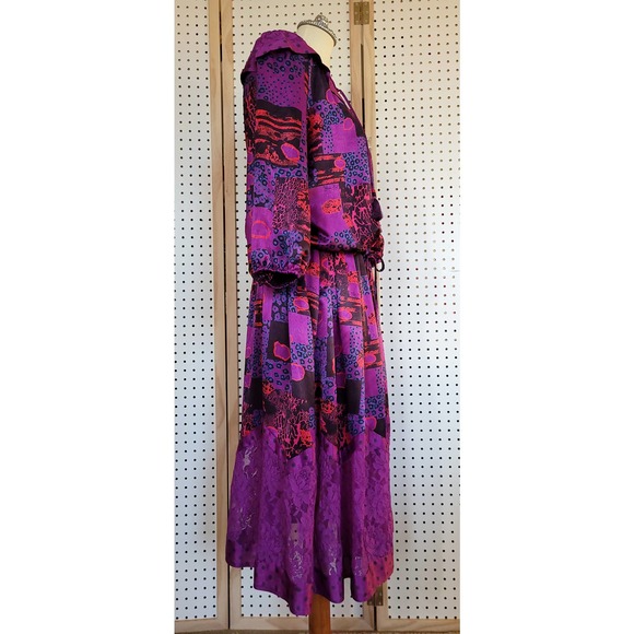 -Vintage Diane Freis Silk 2 Piece Dress Purple Red - Picture 11 of 16